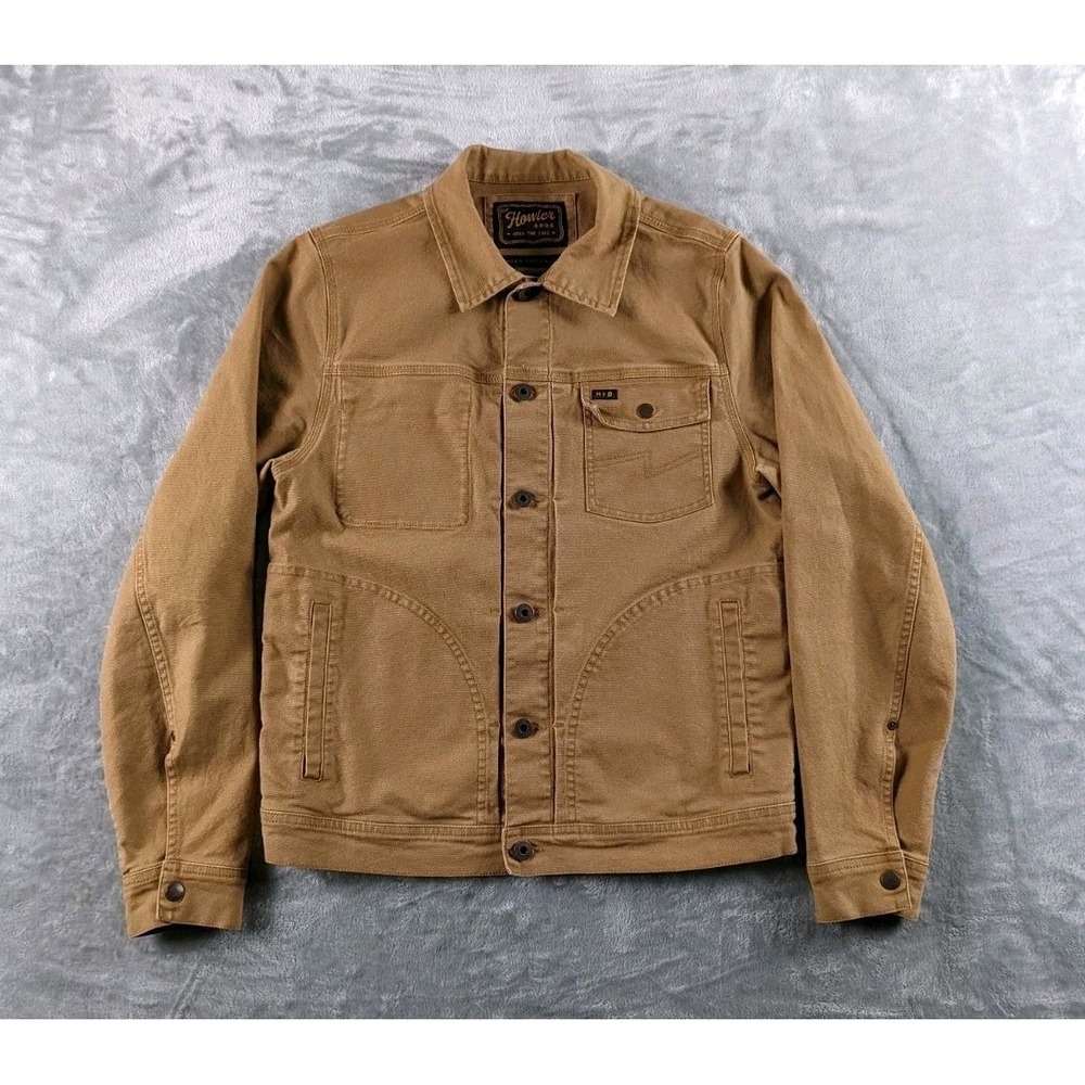 Howler Brothers Depot Jacket Mens Small Tan Canvas Button Up Unlined Workwear